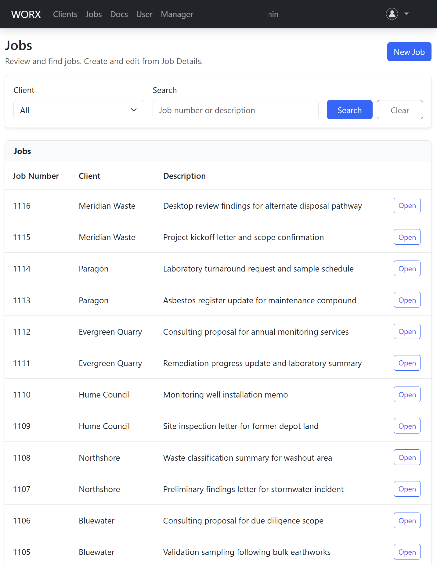 Worx jobs list